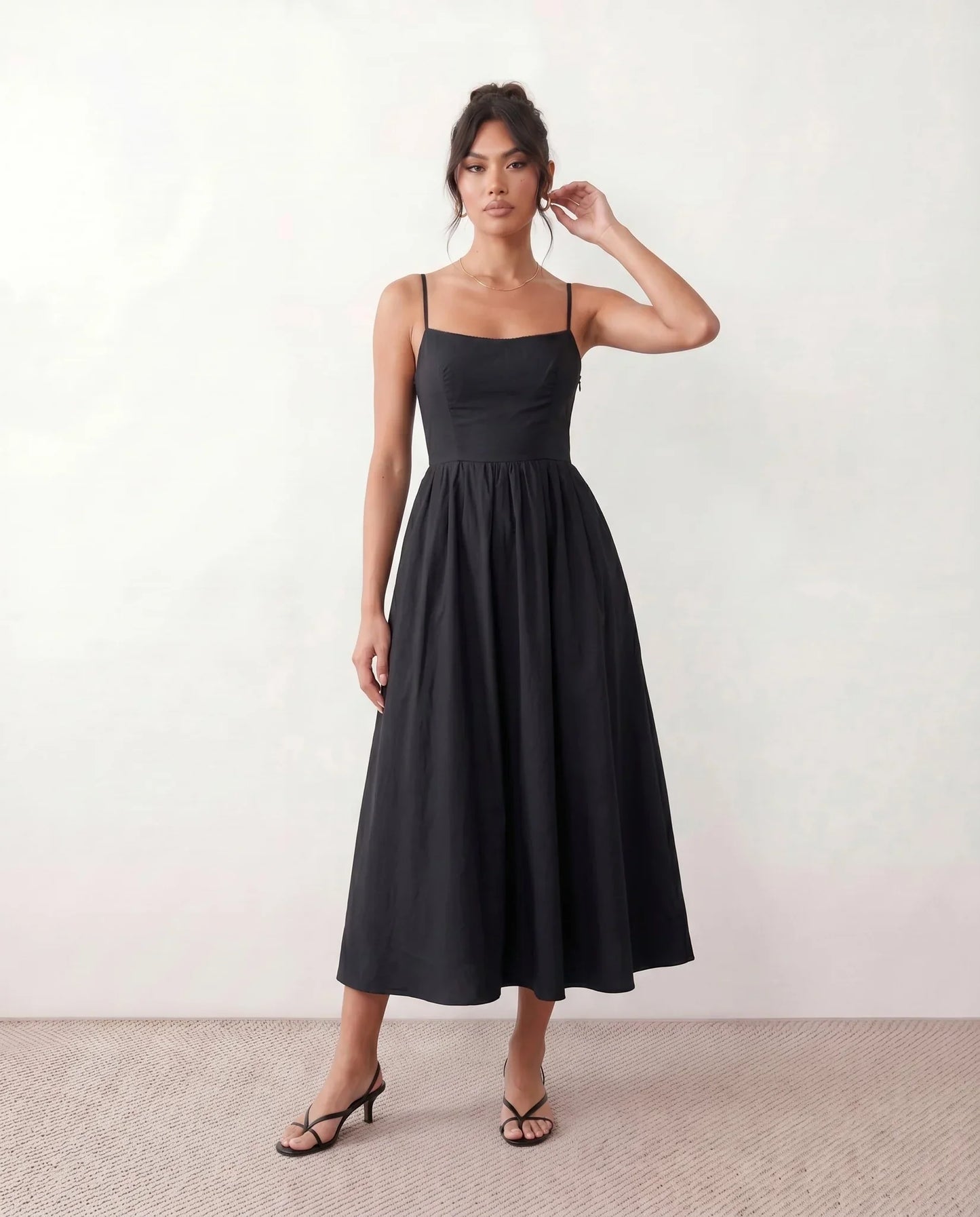 Flawless and Company Low Back Spaghetti Strap Midi Dress