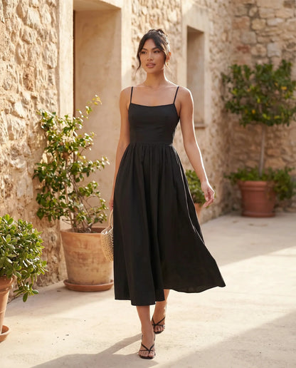 Flawless and Company Low Back Spaghetti Strap Midi Dress