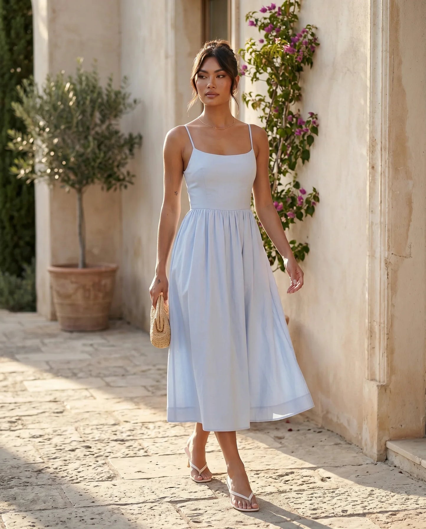 Flawless and Company Low Back Spaghetti Strap Midi Dress