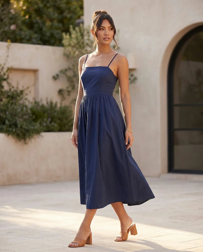 Flawless and Company Low Back Spaghetti Strap Midi Dress