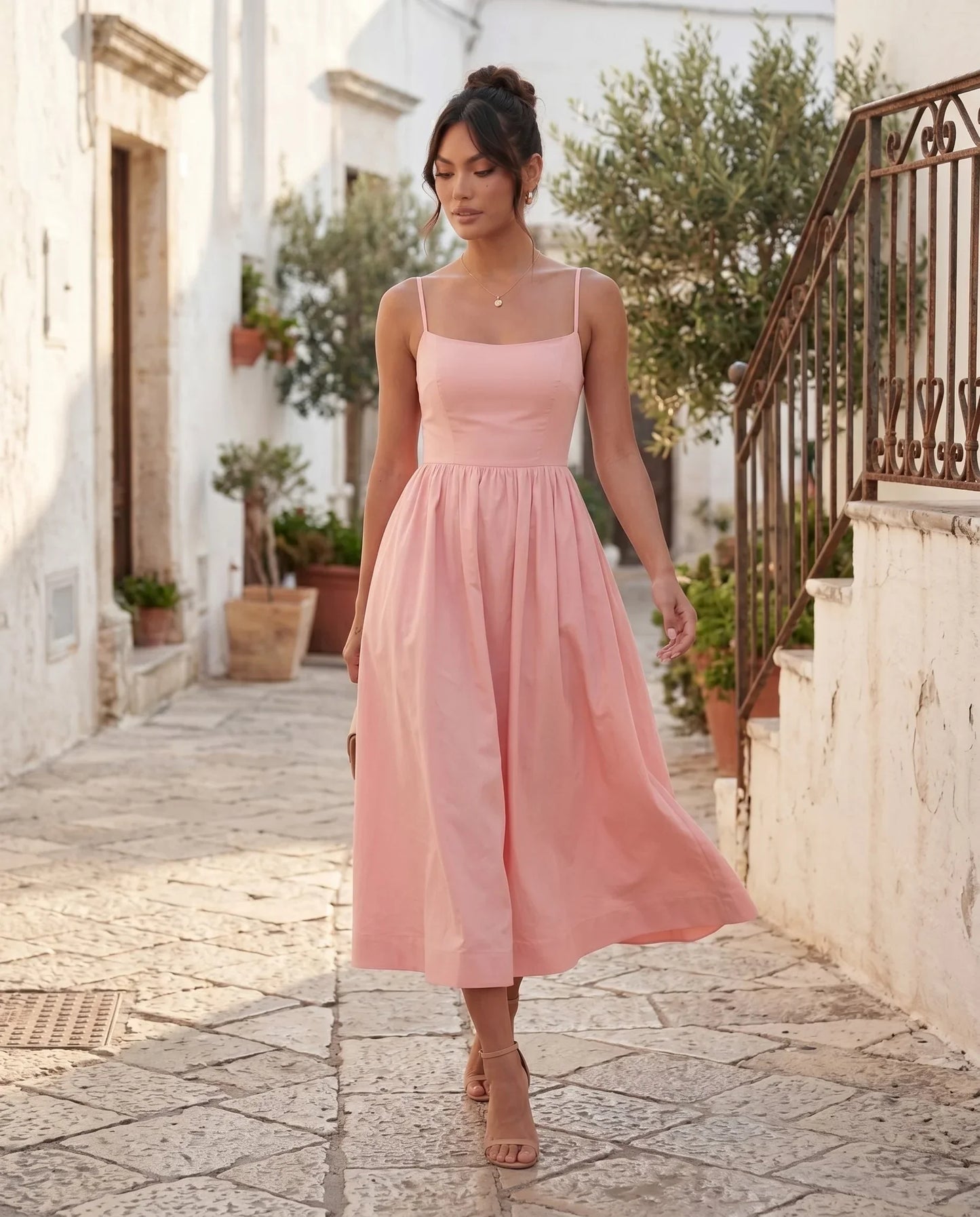 Flawless and Company Low Back Spaghetti Strap Midi Dress