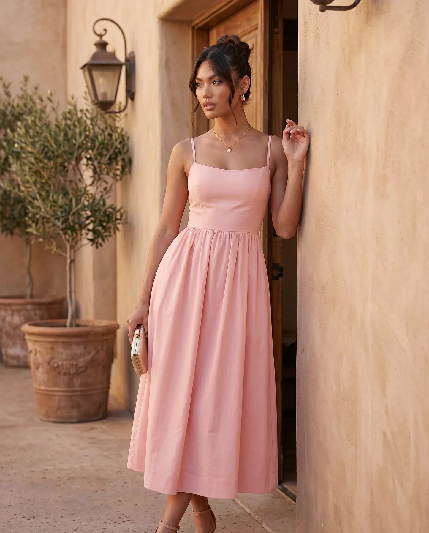 Flawless and Company Low Back Spaghetti Strap Midi Dress