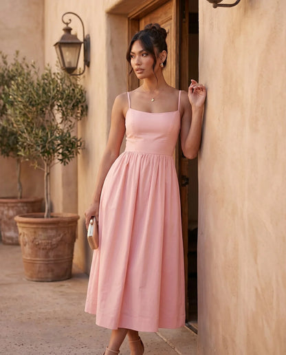 Flawless and Company Low Back Spaghetti Strap Midi Dress