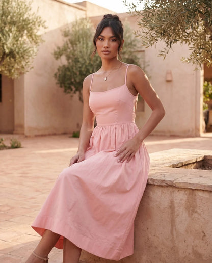 Flawless and Company Low Back Spaghetti Strap Midi Dress