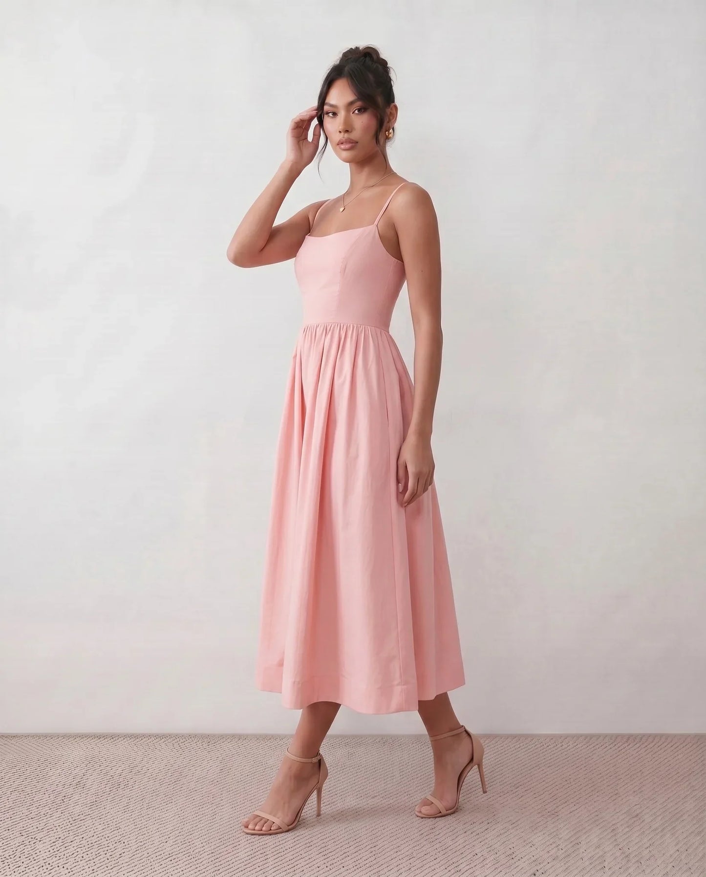Flawless and Company Low Back Spaghetti Strap Midi Dress
