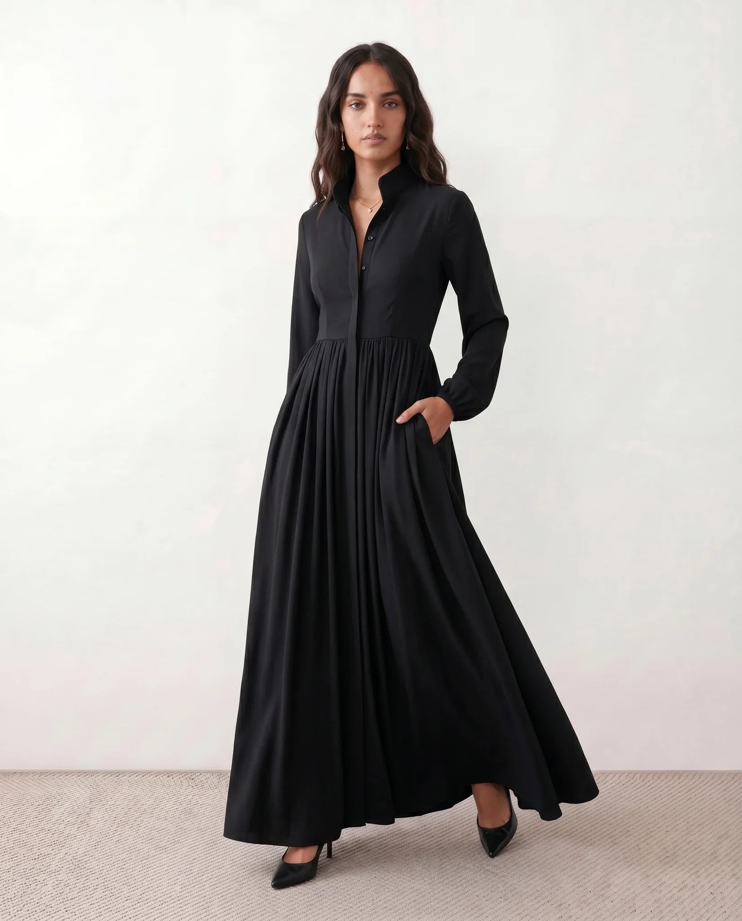 Flawless and Company Button Front A-Line Maxi Dress