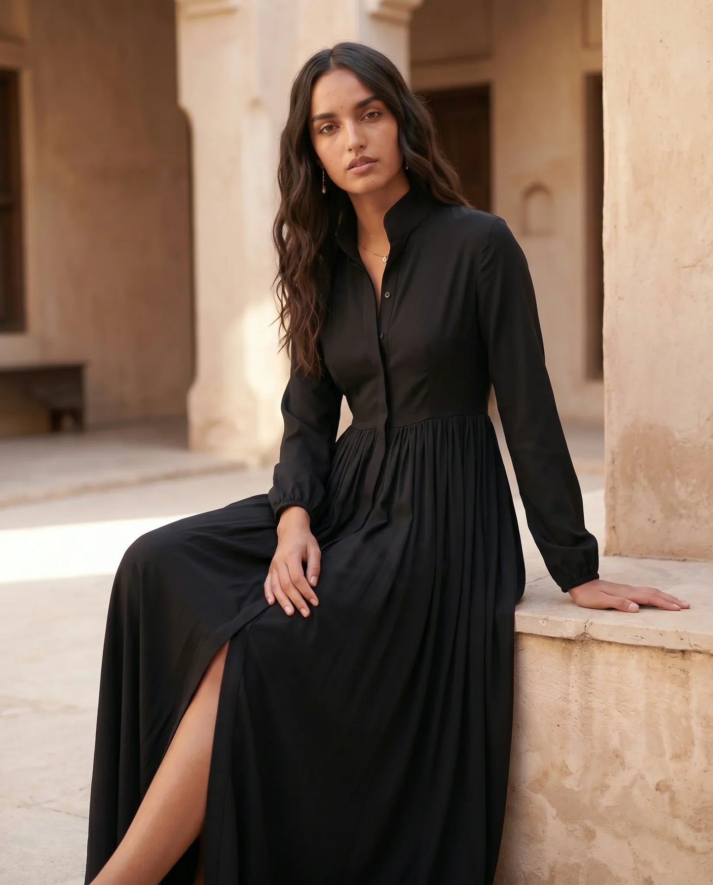 Flawless and Company Button Front A-Line Maxi Dress