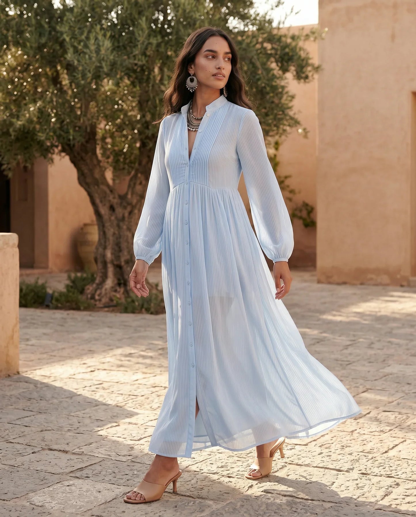 Flawless and Company Button Front A-Line Maxi Dress