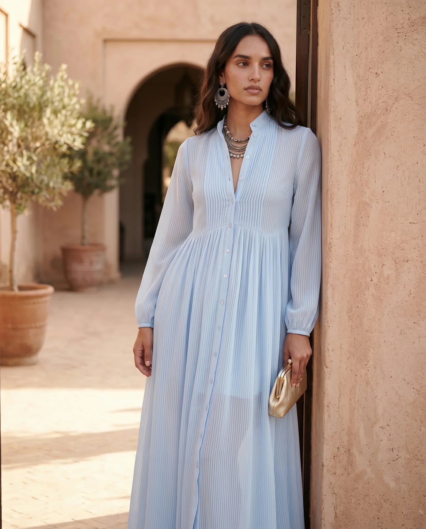 Flawless and Company Button Front A-Line Maxi Dress