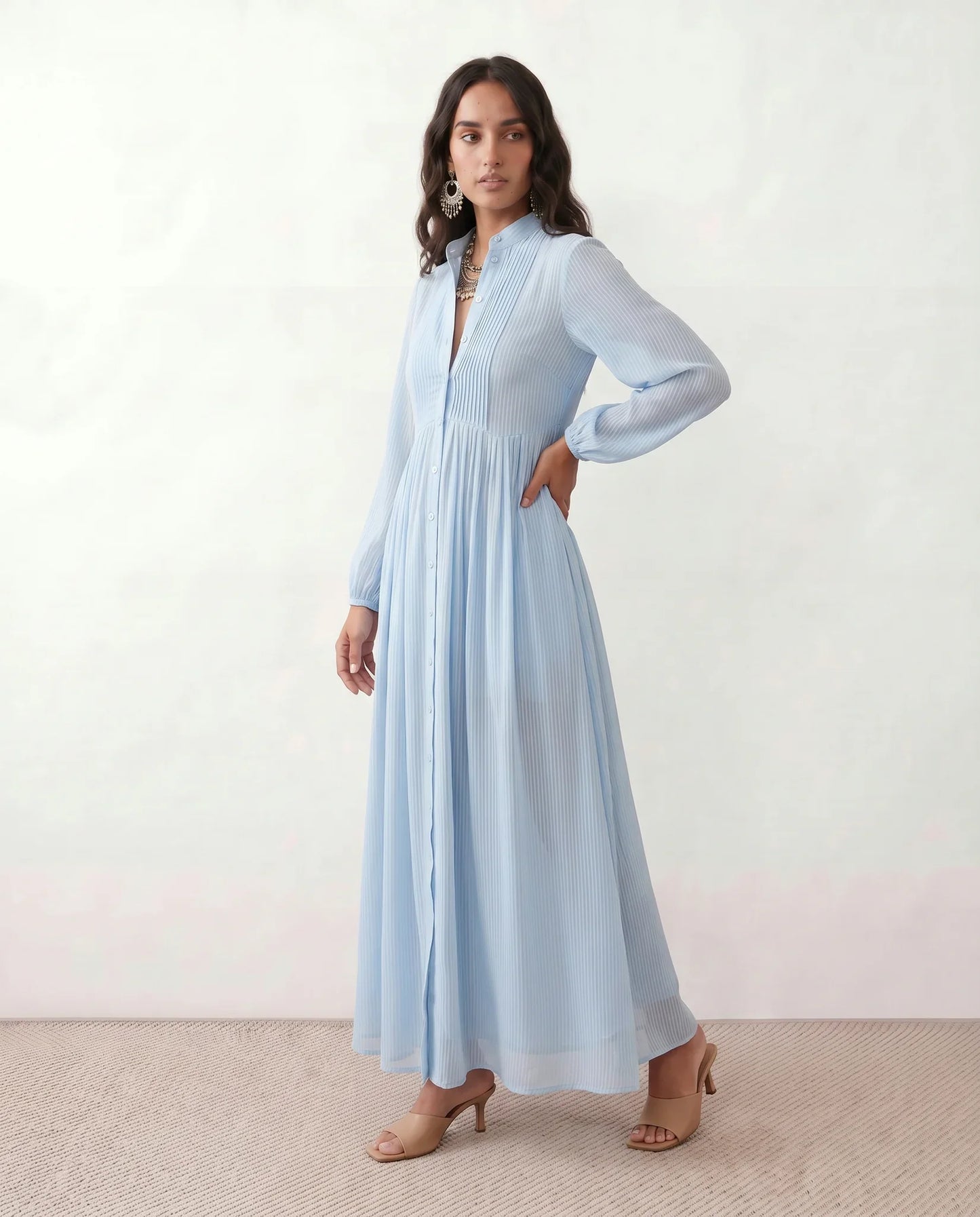 Flawless and Company Button Front A-Line Maxi Dress