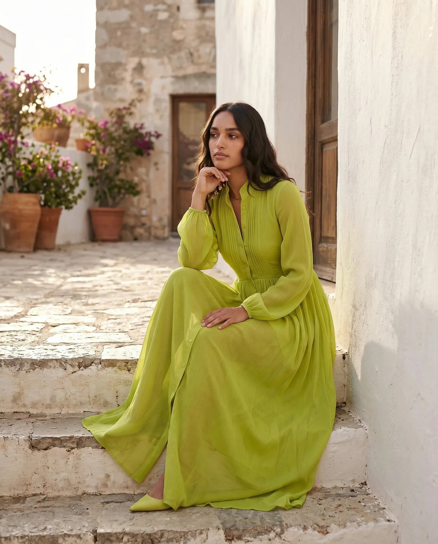Flawless and Company Button Front A-Line Maxi Dress