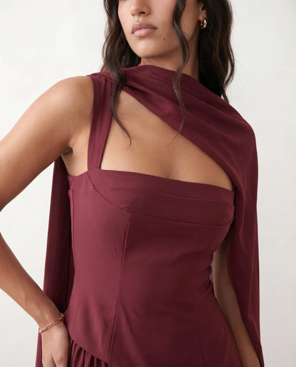 Flawless and Company Basque Waist Lace-Up Maxi Dress