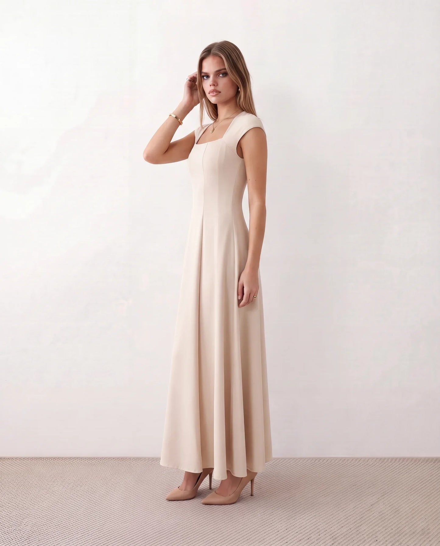 Flawless and Company Square Neck A-Line Midi Dress