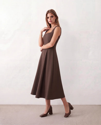 Flawless and Company Square Neck A-Line Midi Dress