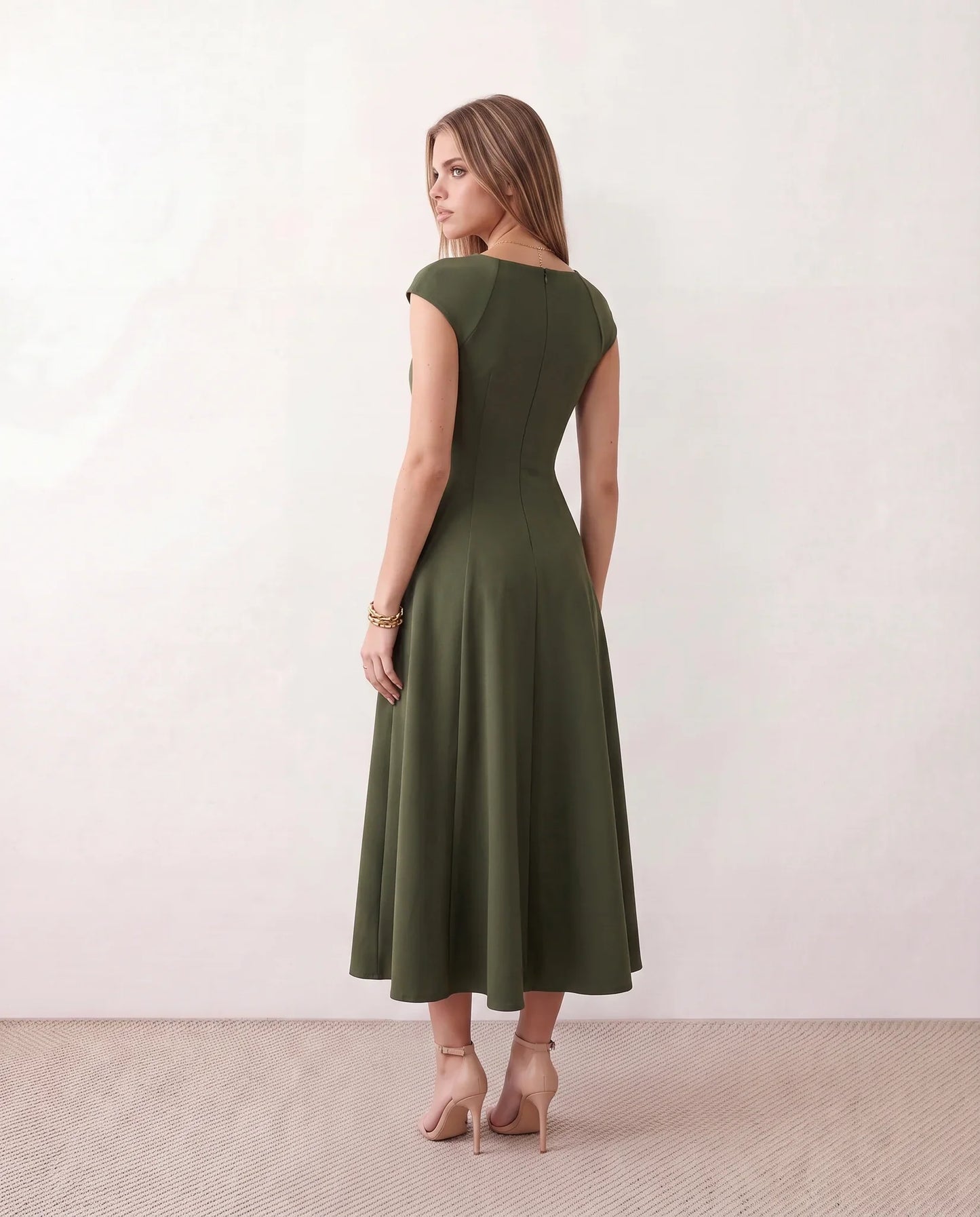Flawless and Company Square Neck A-Line Midi Dress