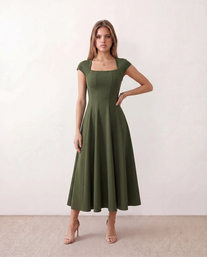 Flawless and Company Square Neck A-Line Midi Dress