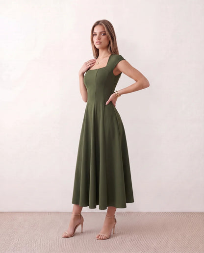 Flawless and Company Square Neck A-Line Midi Dress