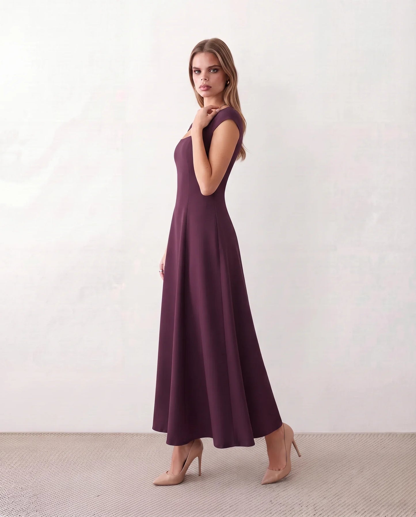 Flawless and Company Square Neck A-Line Midi Dress