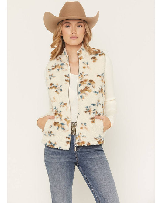Flawless and Company Floral Print Sherpa Vest