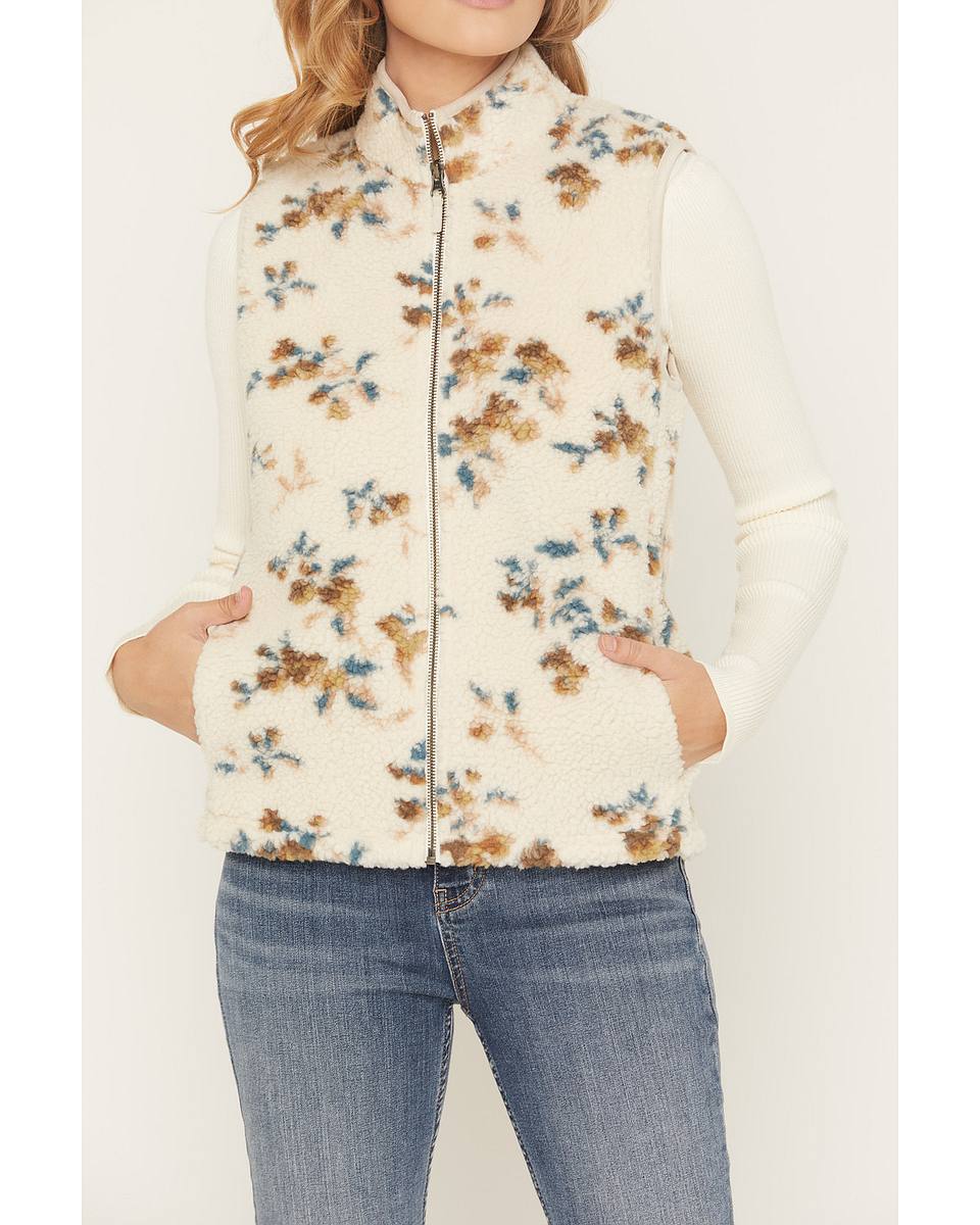 Flawless and Company Floral Print Sherpa Vest