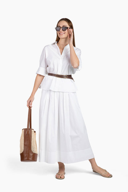 Flawless and Company Cotton Poplin Button-Up Top — Snow