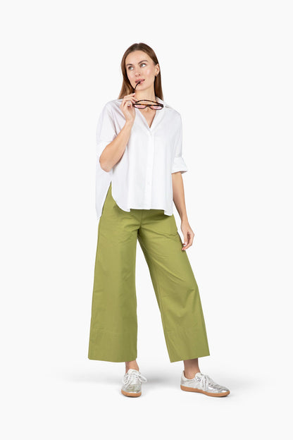Flawless and Company Cotton Poplin Button-Up Top — Snow