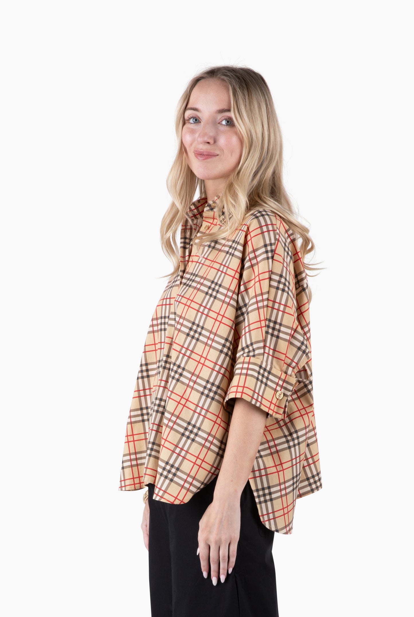 Flawless and Company Cotton Poplin Button-Up Top — Griffin
