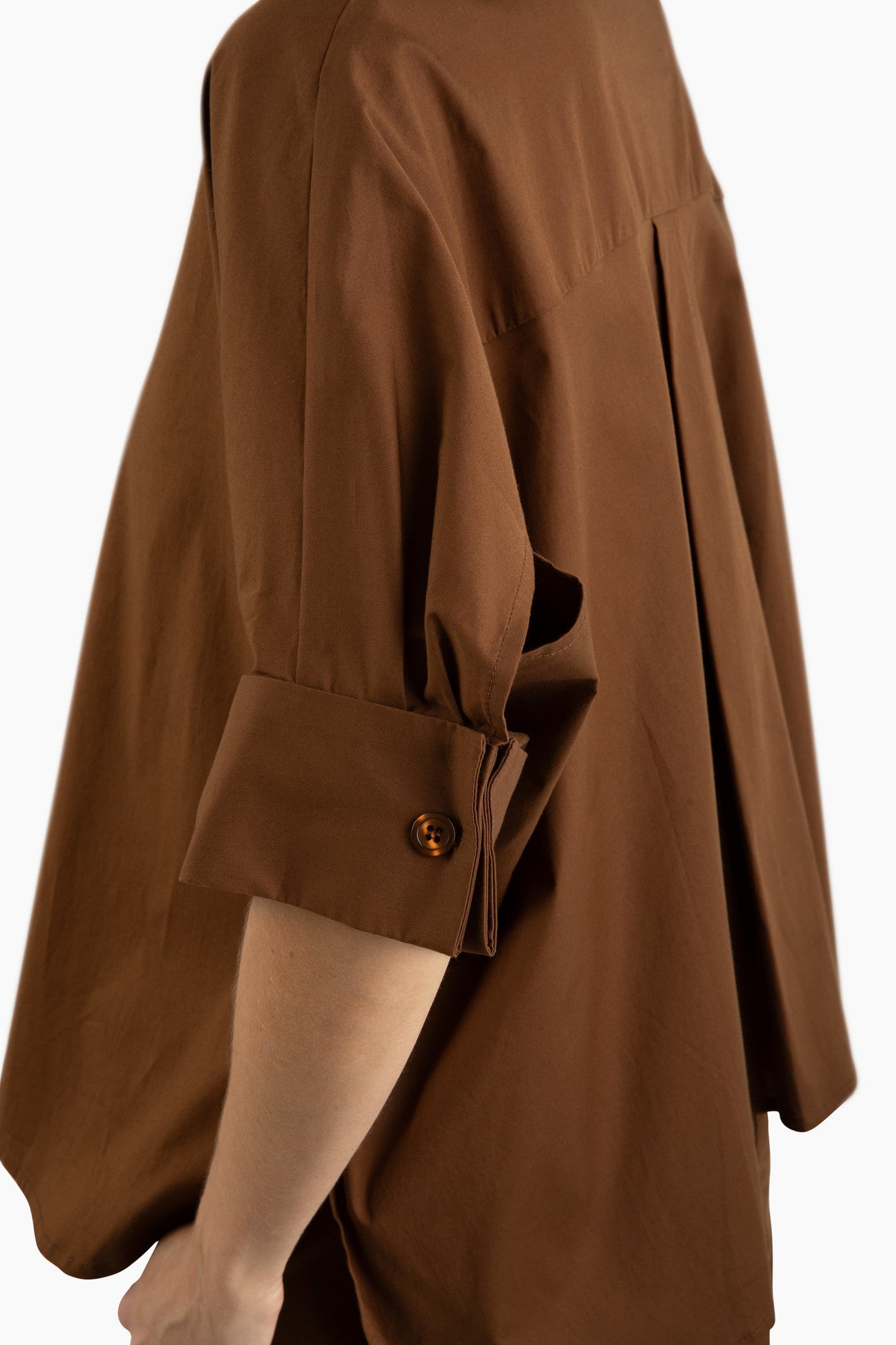 Flawless and Company Cotton Poplin Button-Up Top — Tudor Brown