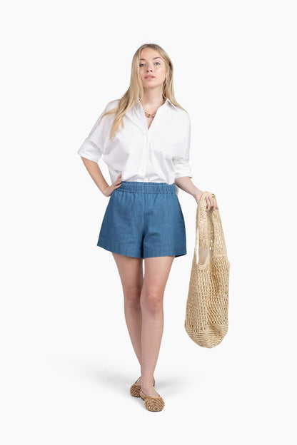 Flawless and Company Cotton Poplin Button-Up Top — Snow