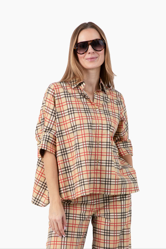 Flawless and Company Cotton Poplin Button-Up Top — Griffin