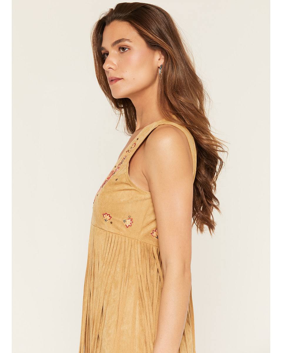 Flawless and Company Faux Suede Fringe Mini Dress