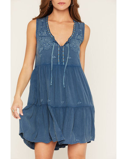Flawless and Company Embroidered Sleeveless Mini Dress