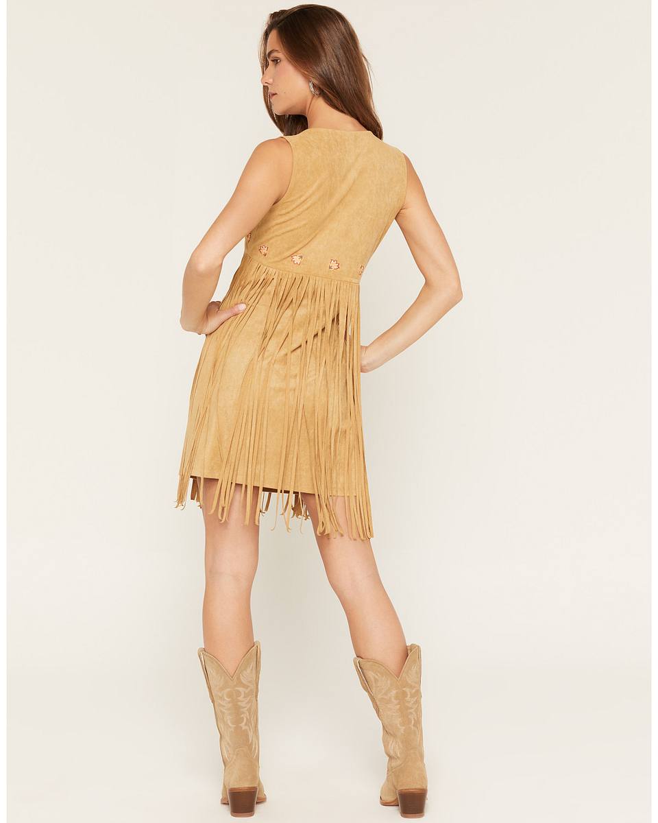 Flawless and Company Faux Suede Fringe Mini Dress